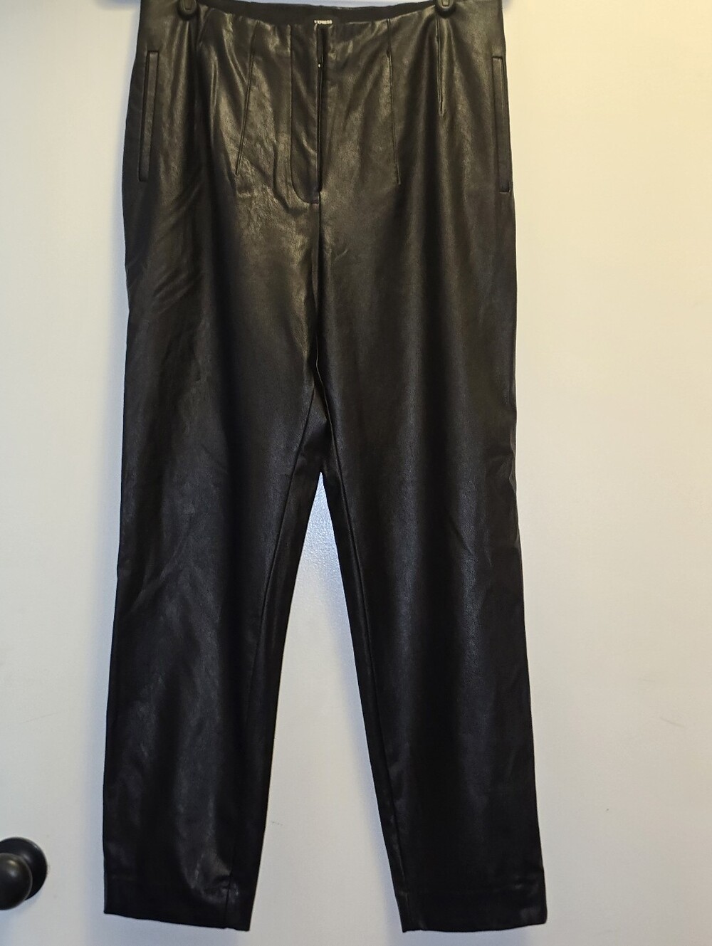 Express Black Faux Leather Chinos